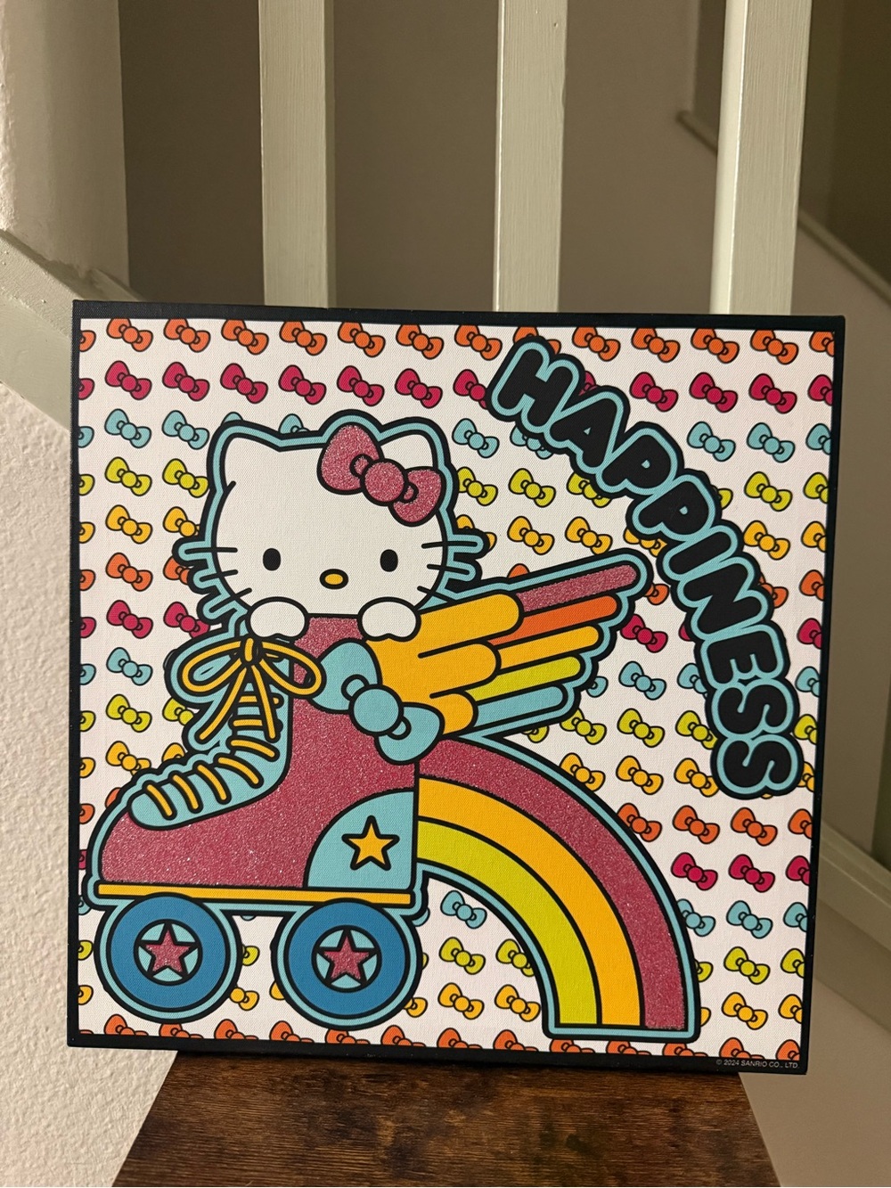 Hello Kitty Pink & Yellow Rainbow Winged Roller Skate Pop Art